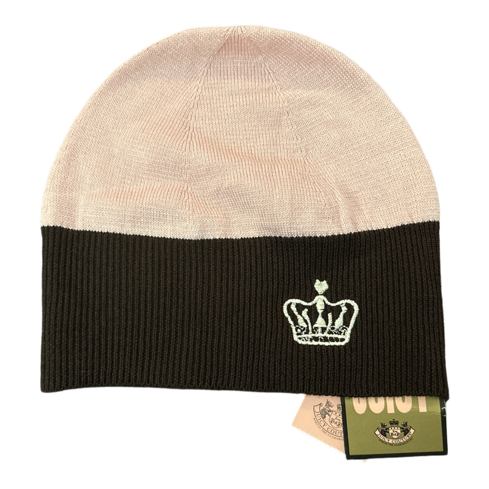 VINTAGE 2002 JUICY COUTURE DEADSTOCK women's pink and brown wool beanie. BNWT.